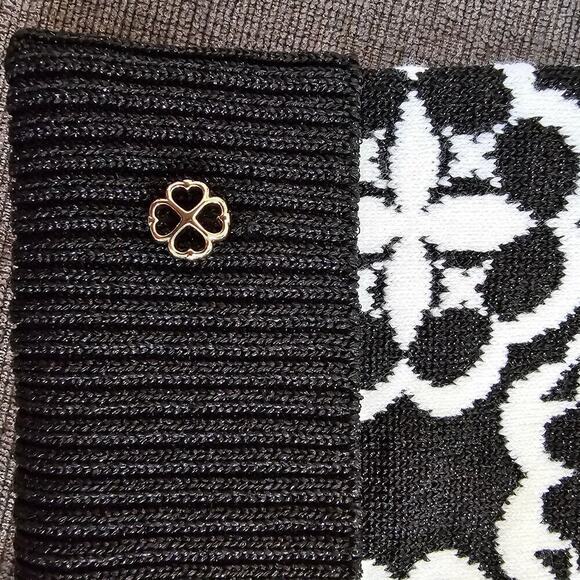 Kate Spade New York Women\'s Black & Cream Arabesque Knit Beanie One Size main image 4